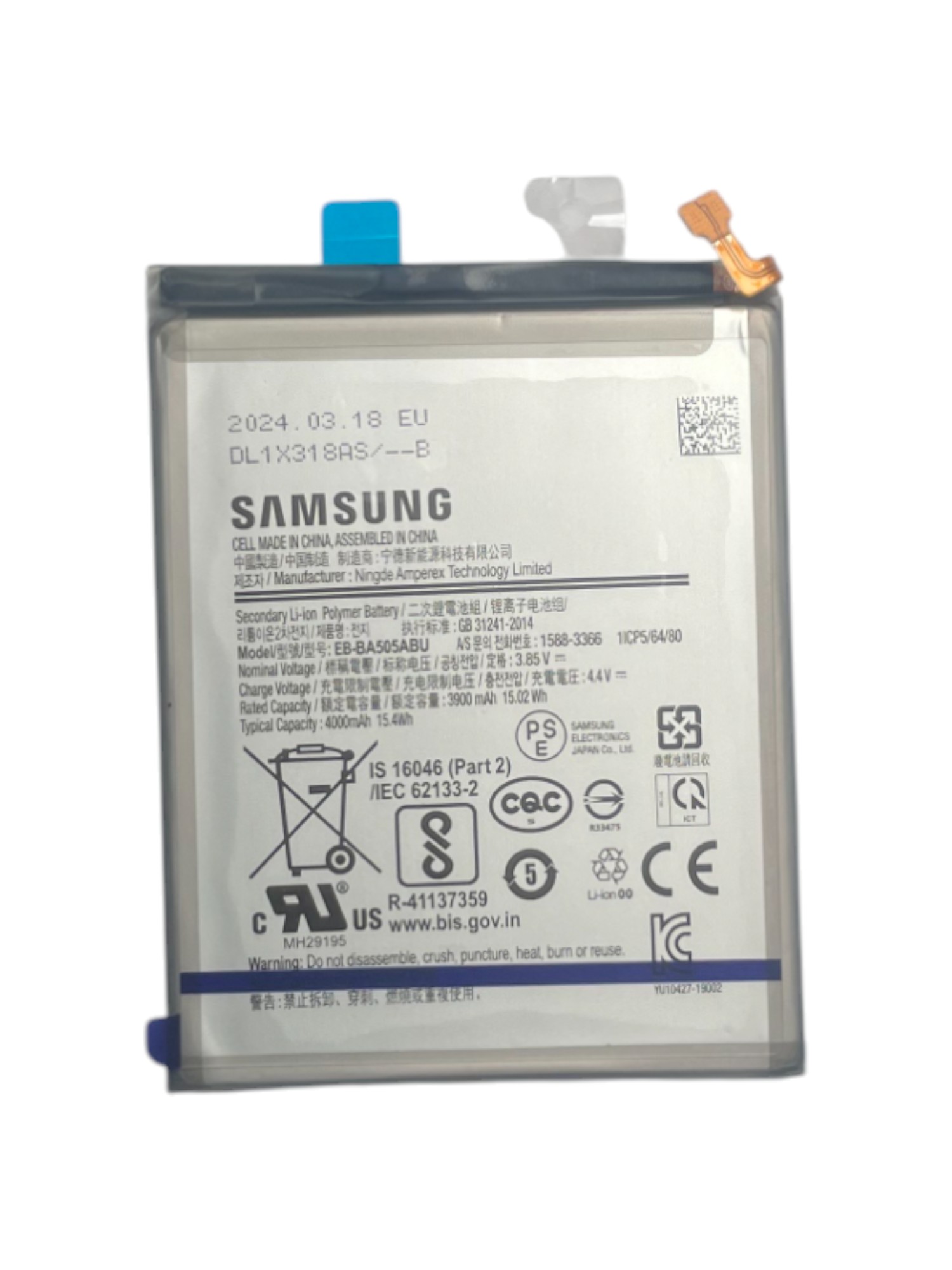 Akkumulátor (Gyári) - Samsung A50 A505F EB-BA505ABU - 1ICP5/63/80 - 3900mAh