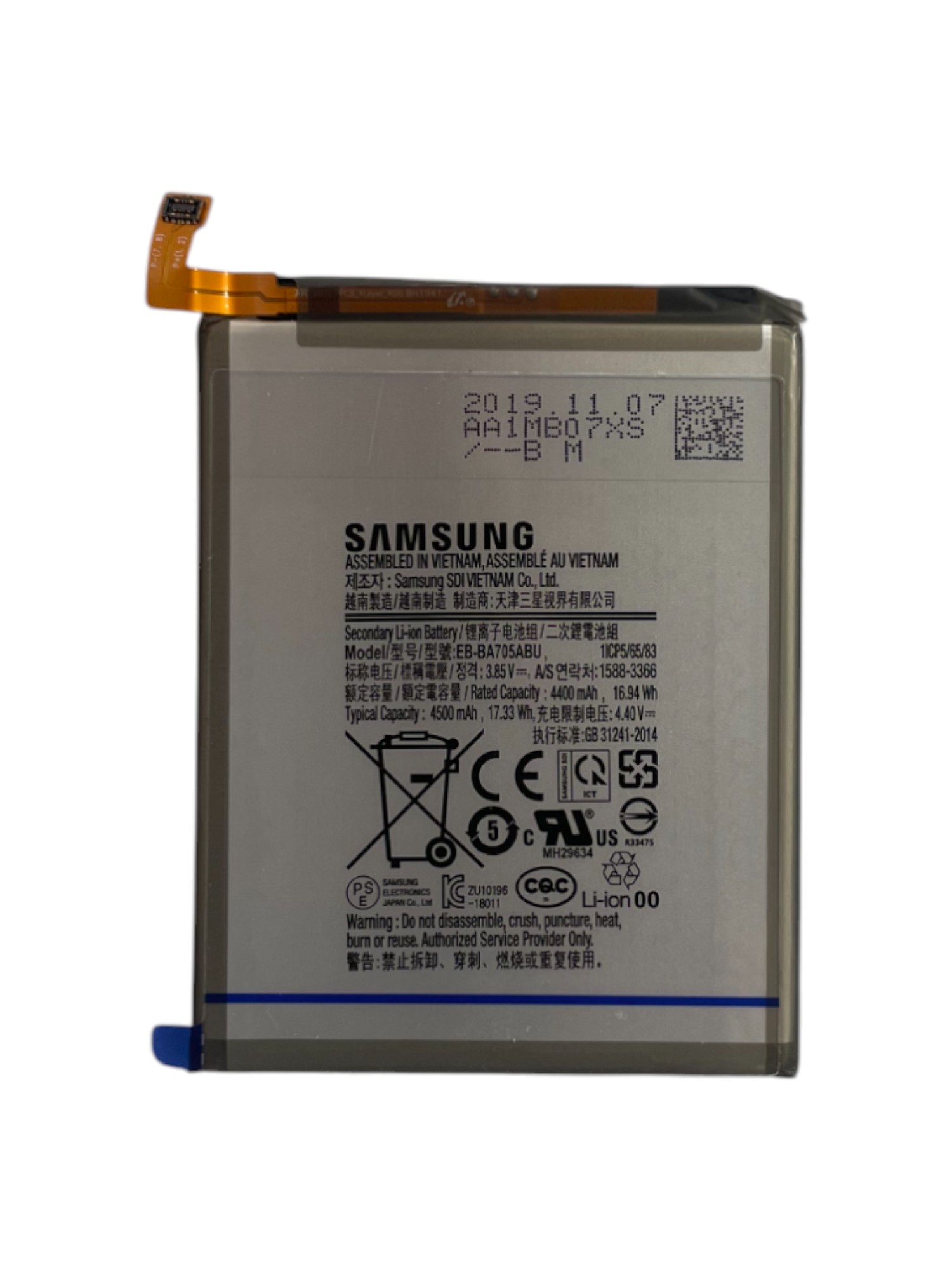 Akkumulátor (Gyári) - Samsung A70 A705F EB-BA705ABU - 1ICP5/65/83 - 4400mAh 