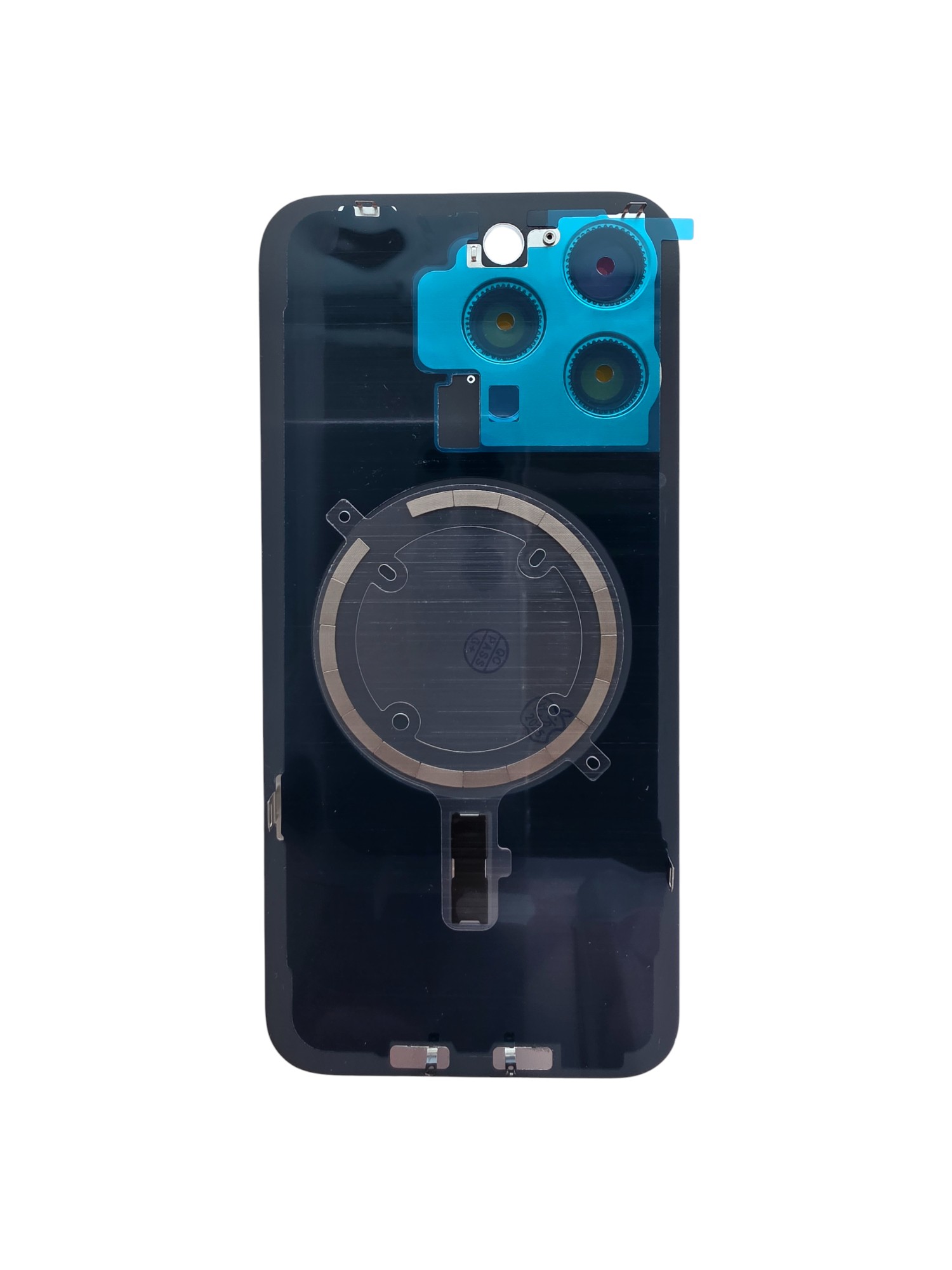 iPhone 15 Pro Max hátlap, kameravédő lencsével,kék titánium színben.
