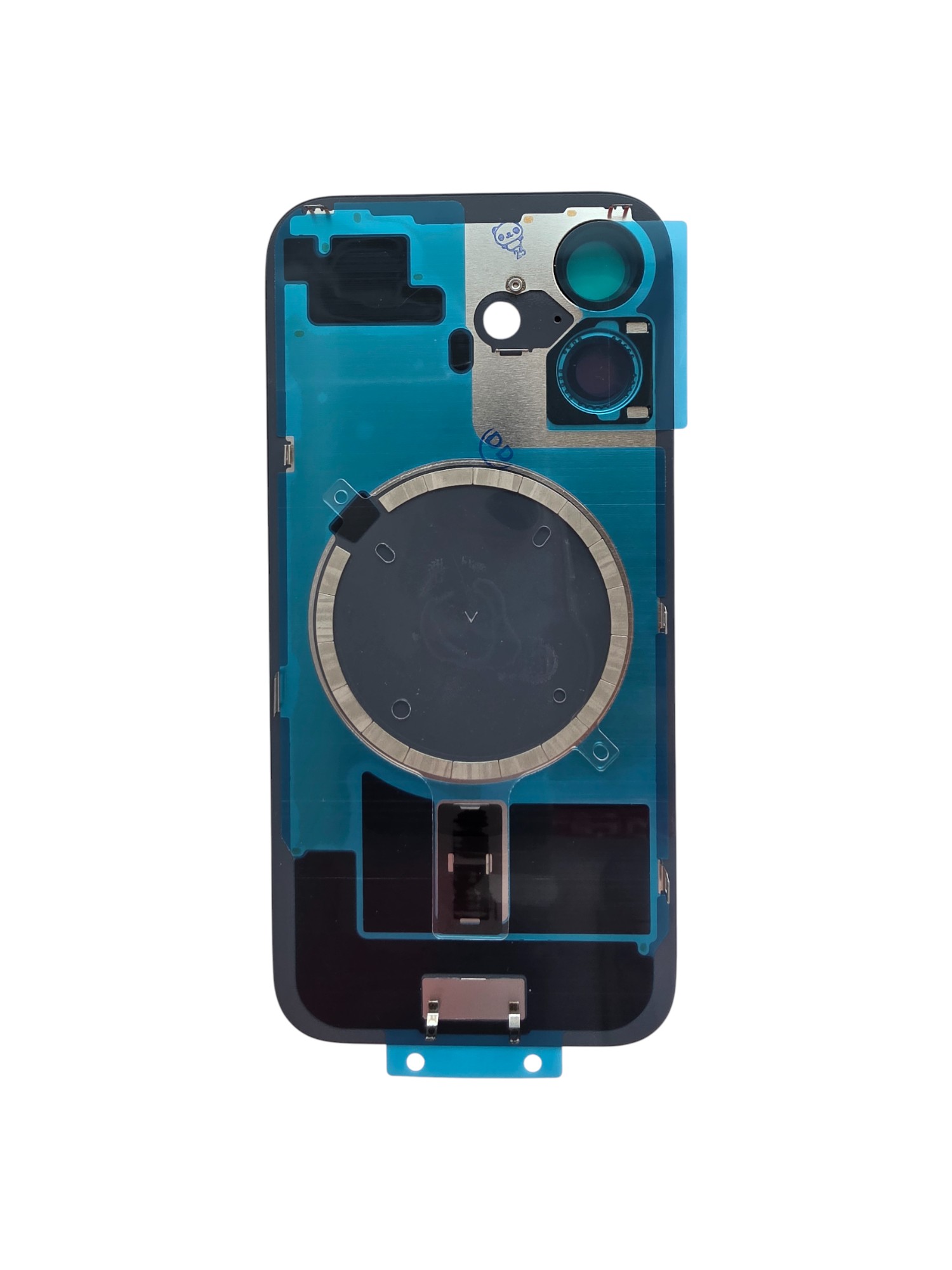iPhone 16 hátlap, kameravédő lencsével,fekete színben.