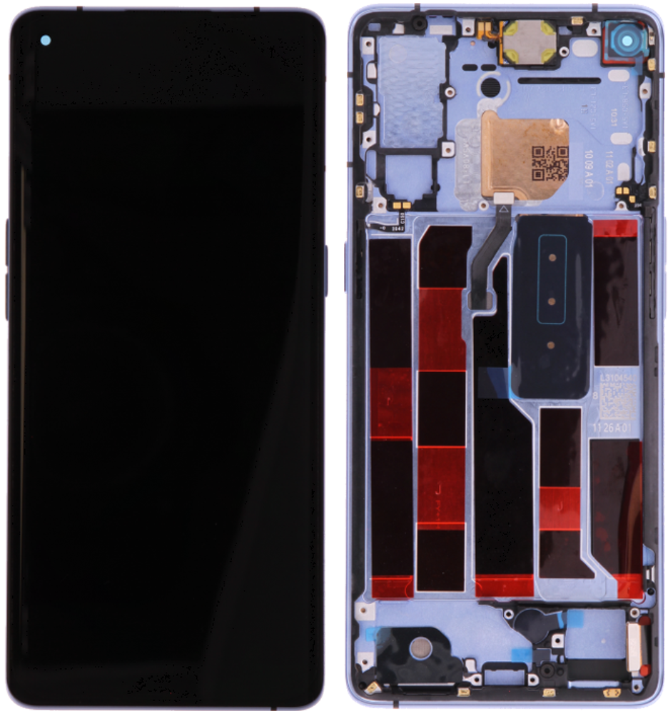 Kijelző kerettel (Gyári) - Kék, OPPO Reno 4 Pro (5G)