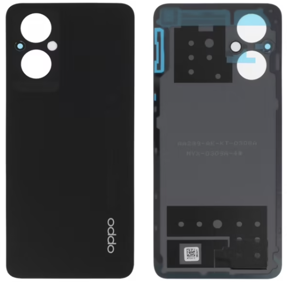 Hátlap (Gyári) - Fekete, Oppo Reno 8 Lite