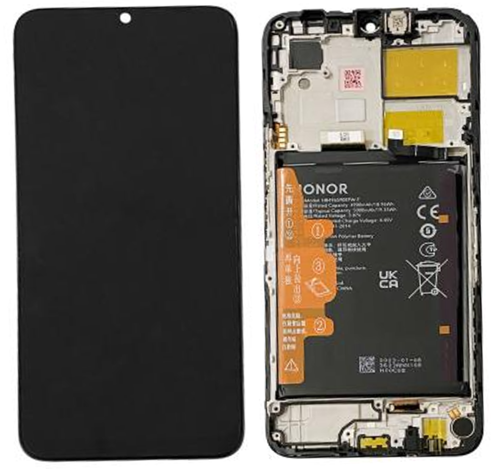 Kijelző kerettel (Gyári) - Fekete, Honor 70 Lite