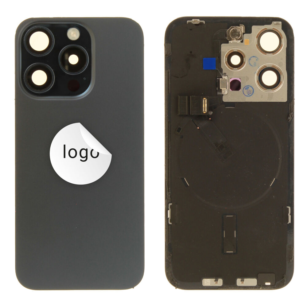 Back glass (Bontott A) - Fekete, For iPhone 15 Pro
