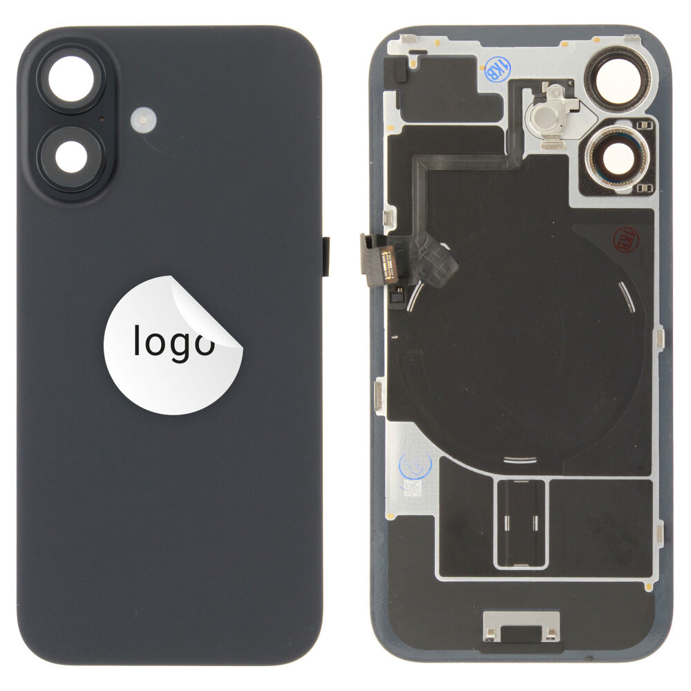 Back glass (Bontott B) - Fekete, For iPhone 16