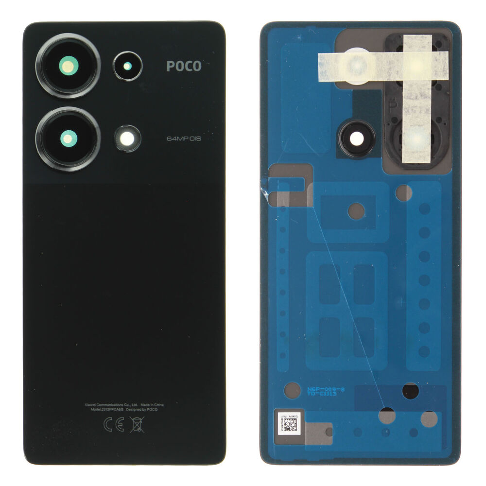 Hátlap (Gyári) - Fekete, Xiaomi Poco M6 Pro