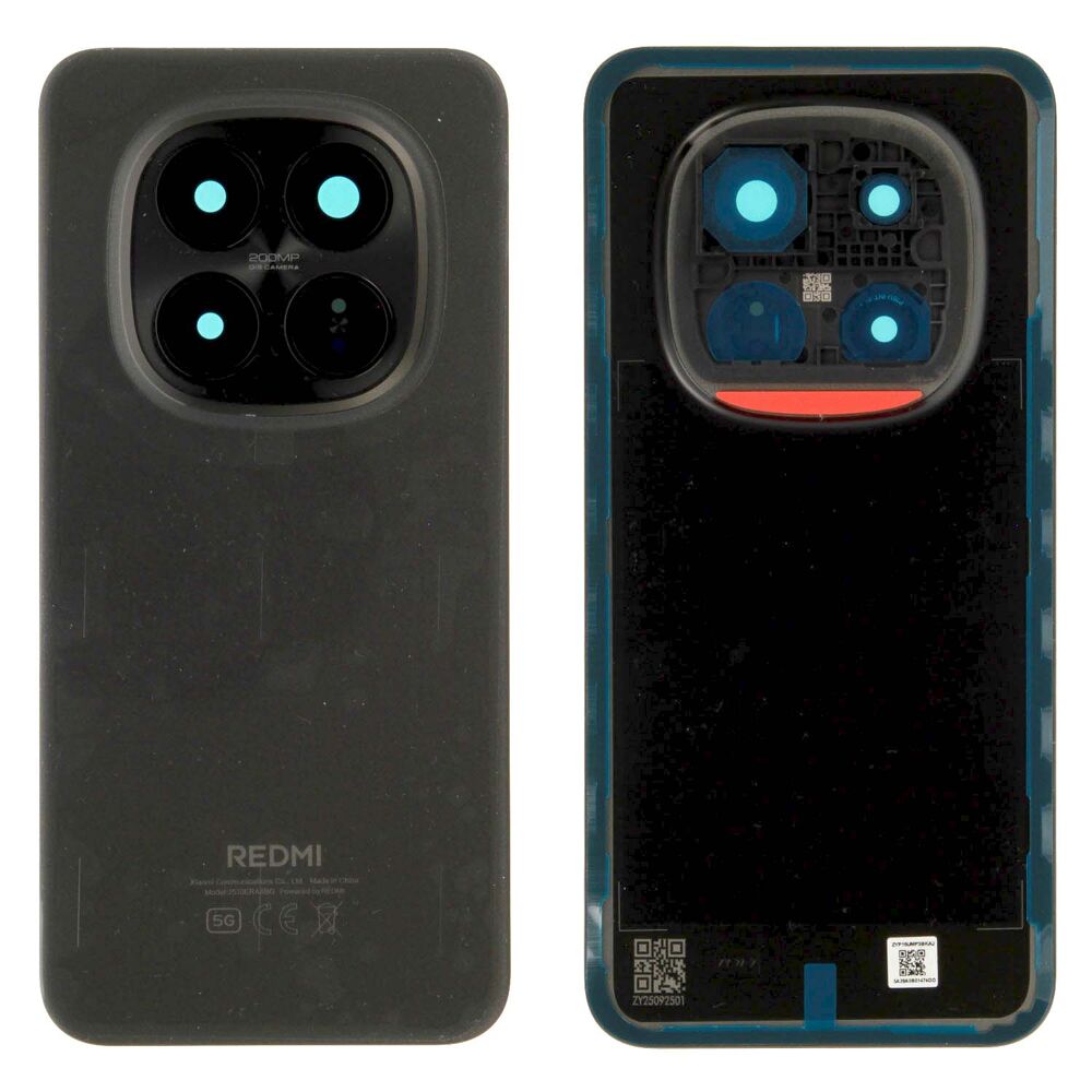 Hátlap (Gyári) - Fekete, Xiaomi Pirosmi Note 15 Pro+